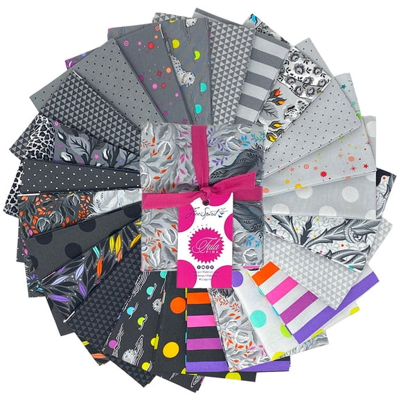 Free Spirit - True Colors Graywork Fat Quarter Bundle by Tula Pink 24 pcs