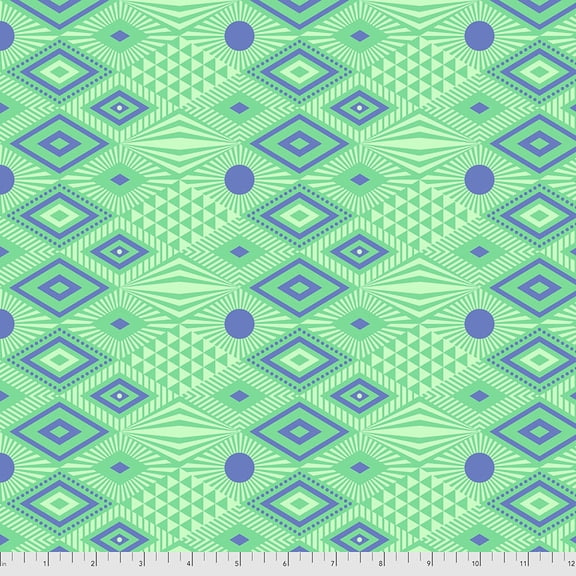 Cotton Daydreamer Free Spirit Tula Pink Designs Patterned Diamonds Lagoon Cotton Fabric Print by the Yard (PWTP096.LAGOON)