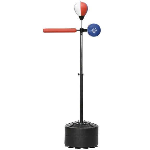 Free Standing Adjustable Height Reaction Bar Boxing Speed Bag with Suction Cups, 64-81in, Black/Red/Red/RedBlueRed