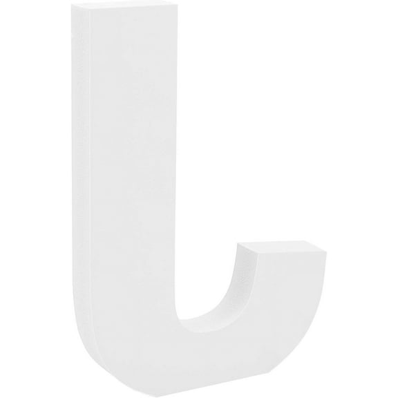 Free-Standing Alphabet 5.9" Letters White Wall Wood Letters Hanging Alphabet Decoration for Unfinished Art Craft Work DIY Words Block (J) White