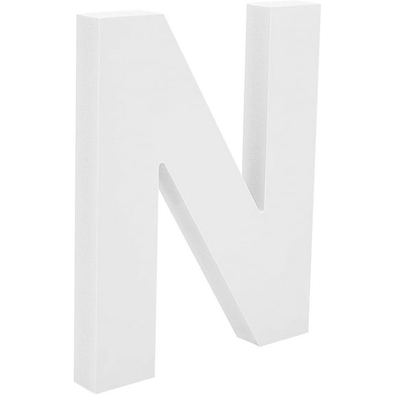 Free-Standing Alphabet 5.9" Letters White Wall Wood Letters Hanging Alphabet Decoration for Unfinished Art Craft Work DIY Words Block (N)