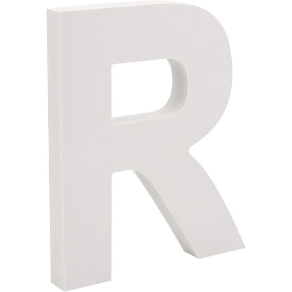 Free-Standing Alphabet 5.9" Letters White Wall Wood Letters Hanging Alphabet Decoration for Unfinished Art Craft Work DIY Words Block (R)