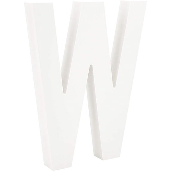 Free-Standing Alphabet 5.9" Letters White Wall Wood Letters Hanging Alphabet Decoration for Unfinished Art Craft Work DIY Words Block (W)