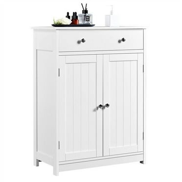 Free-Standing Bathroom Storage Cabinet with 2 Doors & Drawer & Adjustable Shelf