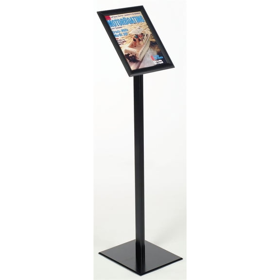 Free-Standing Black Finish Sign Frame, 11-3/4 x 47 x 9-3/4, Snap-Open Frame, Angled With Clear Plastic Lens (UCMB581BLK)