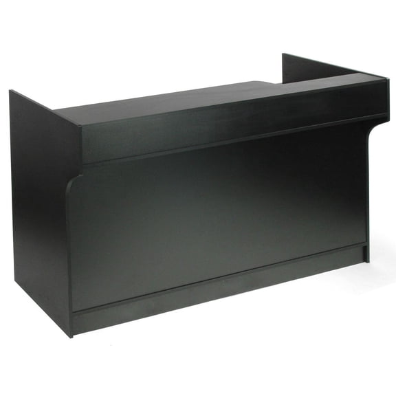 Free-Standing Black Melamine Register Stand, 72 w x 42 x 18-Inch, With Adjustable Shelves, Pull-Out Drawer, And Check Writing Area (MRCLT72BK)