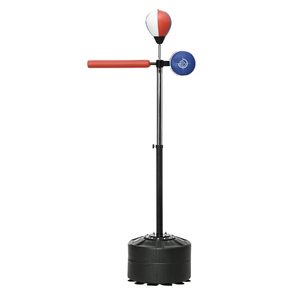 Free Standing Boxing Bag with Stand, Punching Speed Bag Reaction Bar, 64-81in Adjustable Height for Adults & Teens, Reflex & Speed Training, w/Hand Wraps
