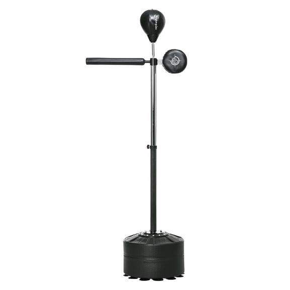 Free Standing Boxing Bag with Stand, Punching Speed Bag Reaction Bar, 64-81in Adjustable Height, Adult & Teen, Black