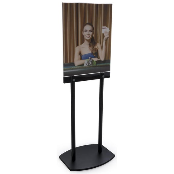 Free-Standing Clear Acrylic Poster Frame And Black Finish Metal Base, 24 x 67 x 18-Inch, Double-Sided, Top Loading (NMTBLK)