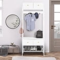 thumbnail image 1 of AODAILIHB Freestanding Clothes Rack with 2 Shelves, 4 Drawers, and Hooks, White, 1 of 7