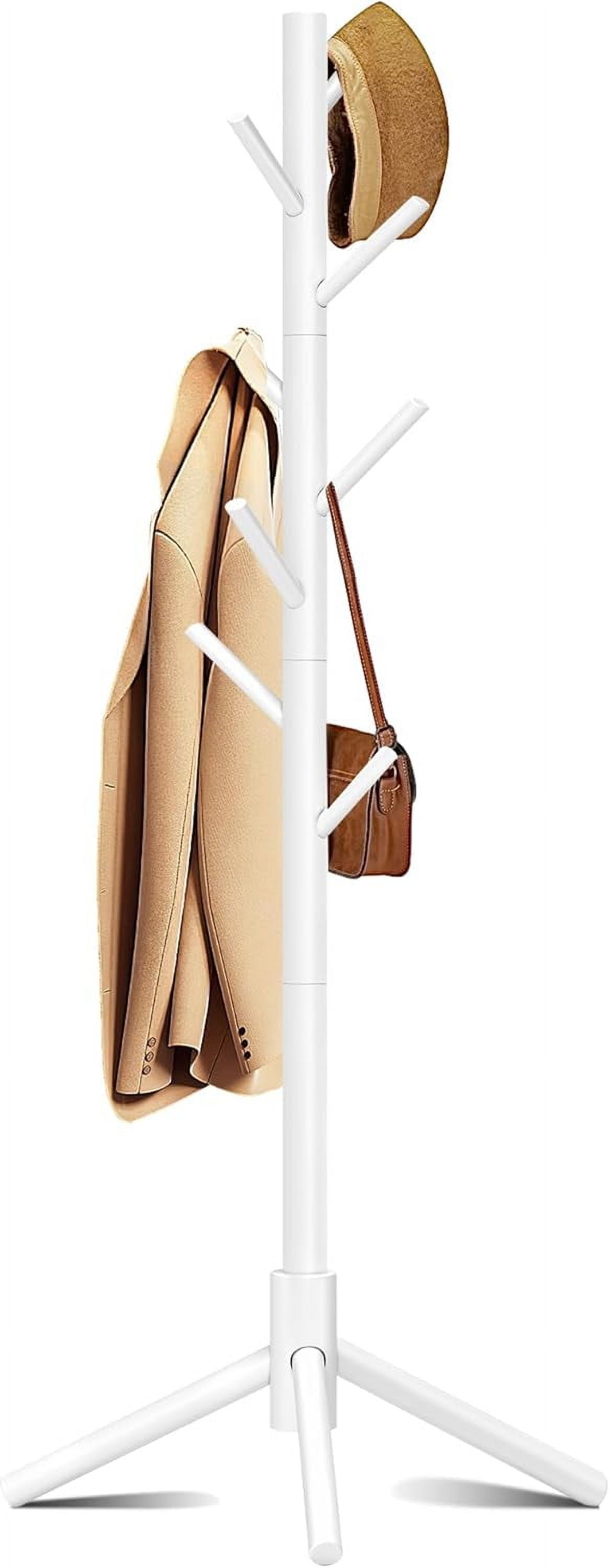 Free Standing Coat Rack with 8 Hooks 3 Adjustable Heights for Clothes ...