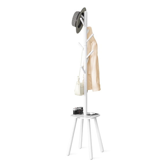 Free Standing Coat Rack with 8 Hooks and Storage Shelf - Multifunctional Hall Tree, 67.1 Inches Tall, for Entryway, Hallway, Bedroom