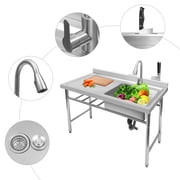 Stainless Steel Single Bowl Utility Sink, 47" x 24" x 32" Rectangular Prep Sink