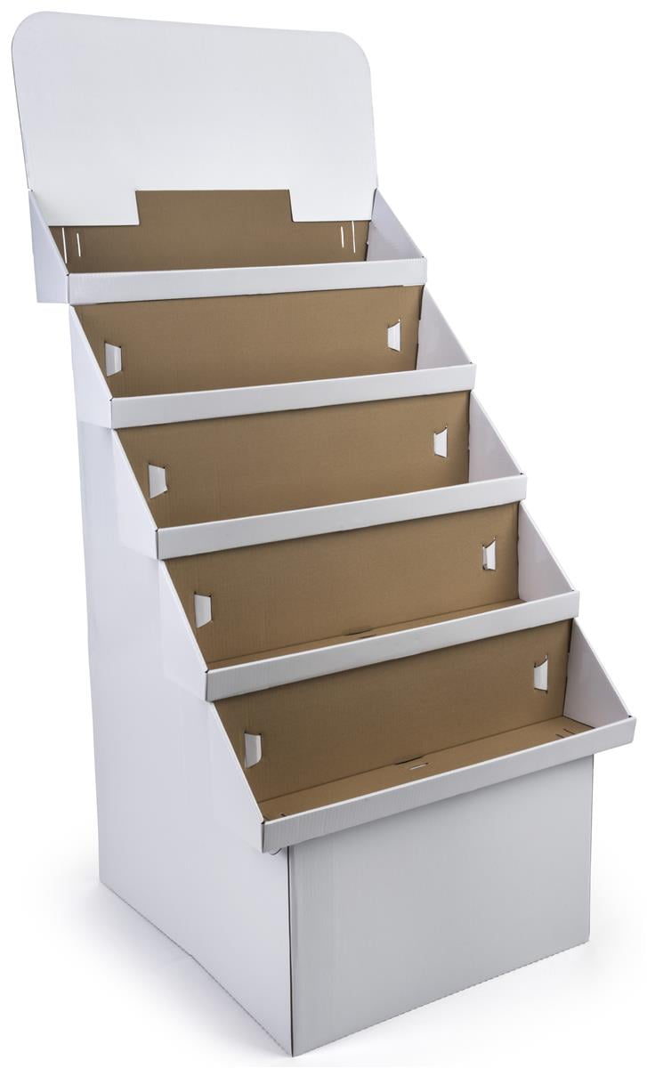 Foldable Cardboard Rack Free-Standing Display Rack, White Corrugated Cardboard Construction ...