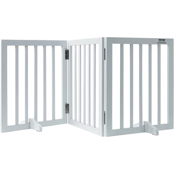 Free Standing Dog Gate, 24" H x 60" W Independent Pet Barrier, 3-Panel Foldable Dog Fence for Diverse Passage Sizes, Extendable Dog Divider with Quiet Foot Support for Indoor Use.