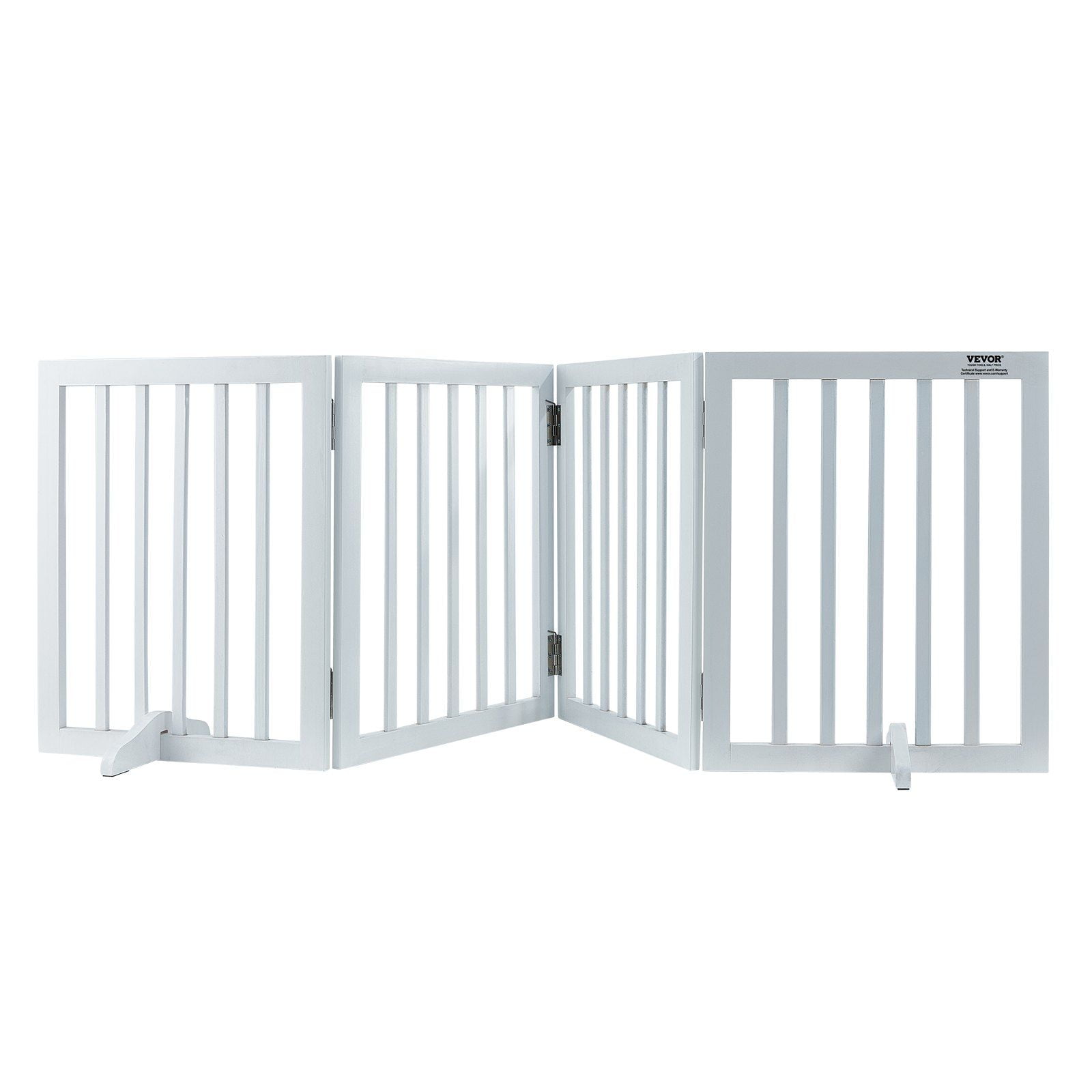 Free Standing Dog Gate 24" H x 80.3" W, 4-Panel Foldable Pet Barrier for Wide & Narrow Doorways, Silent Anti-Slip Feet, Adjustable Indoor Dog Fence, White