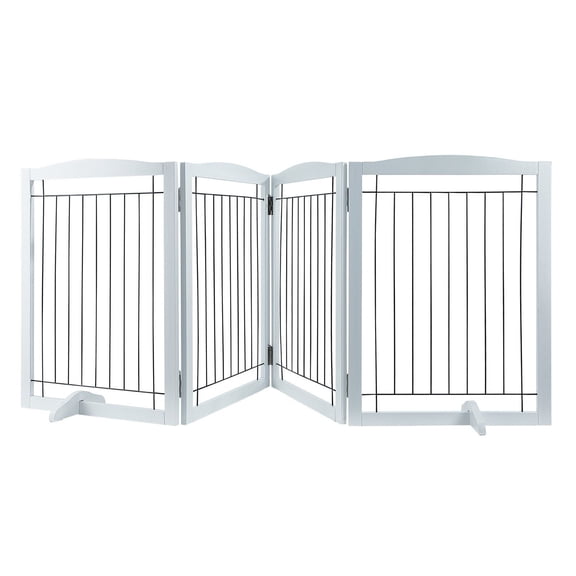 Free Standing Dog Gate - 32" H x 96.5" W Foldable Pet Gate
