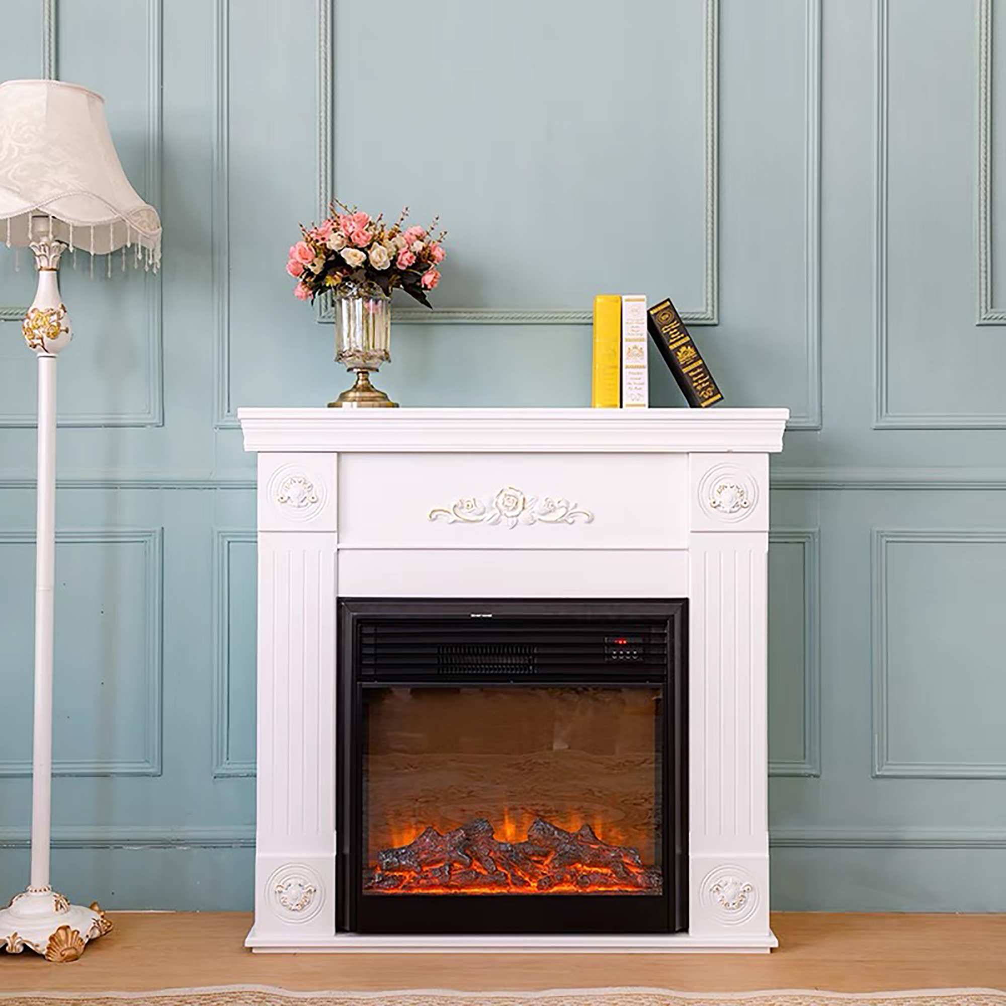 Ktaxon 1400W Small Electric Fireplace, Indoor Free Standing Stove