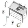 Free Standing Kitchen Sink Stainless Steel, With 360°Rotating Faucet