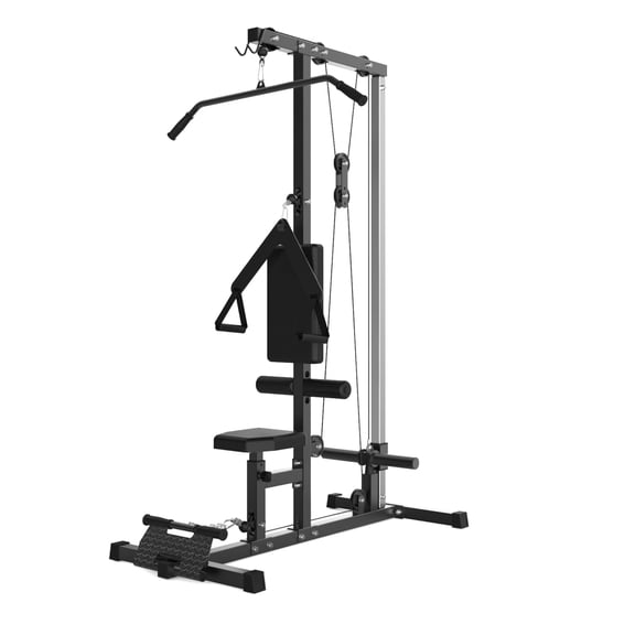 Free Standing LAT Row Cable Machine, Floor Mounted Pulley Tower Station for Home Gym, 18 Position Adjustable Functional Trainer Heavy Duty Carbon Steel