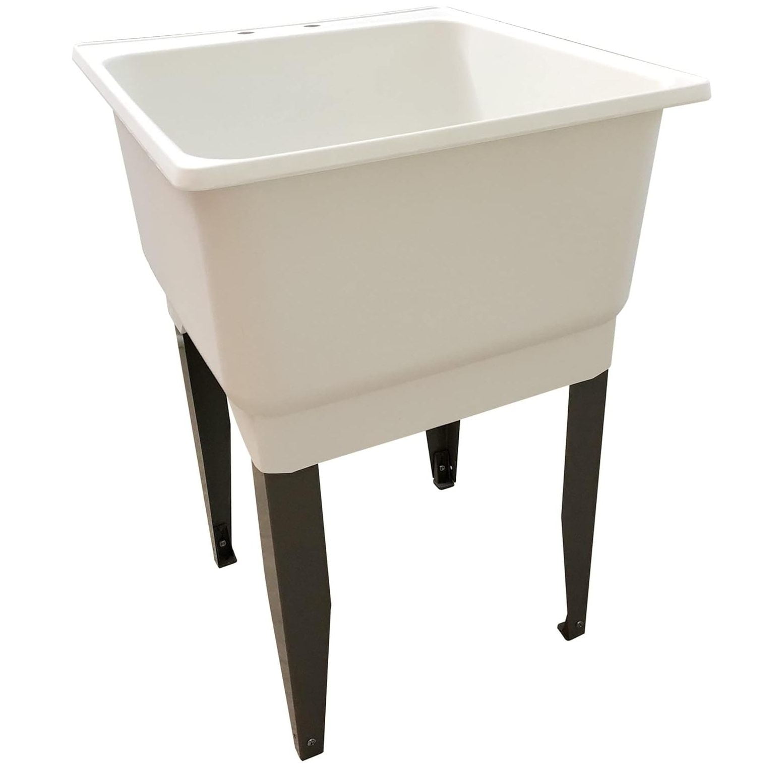 Free Standing Laundry Tub White Utility Sink Basin Fixture with Floor
