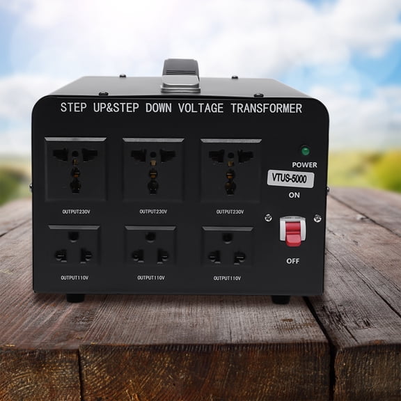 Free Standing Life Assistant Rectangular Voltage Converter Transformer Black for Most Household Appliances