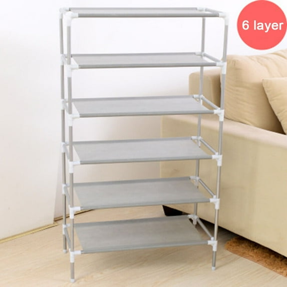 Free Standing Metal Shoe Shelf Space Saving Shoe Organizer, 6 Tier Shoe Rack Storage Shoe Stand for Closet, Entryway, Bedroom