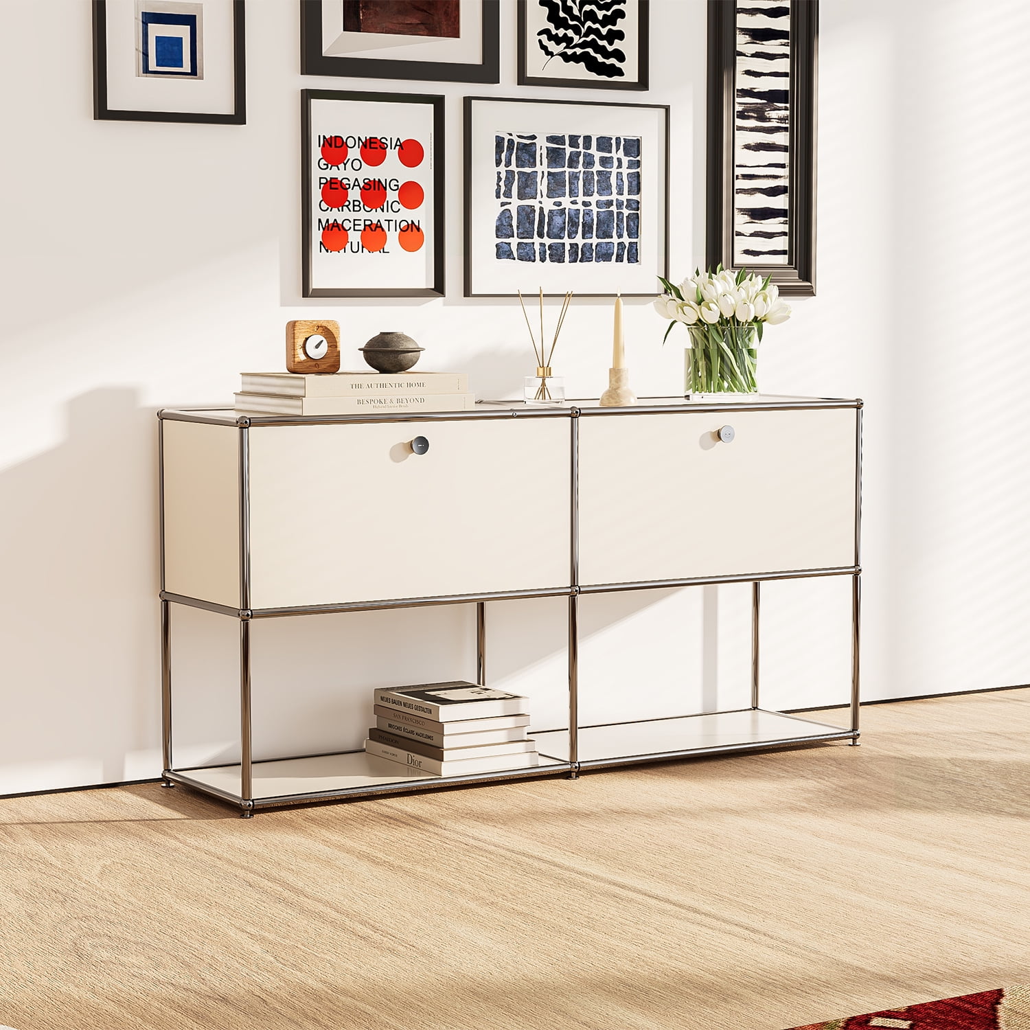Free-Standing Metal Storage Cabinets with Door Modern Steel Locker ...