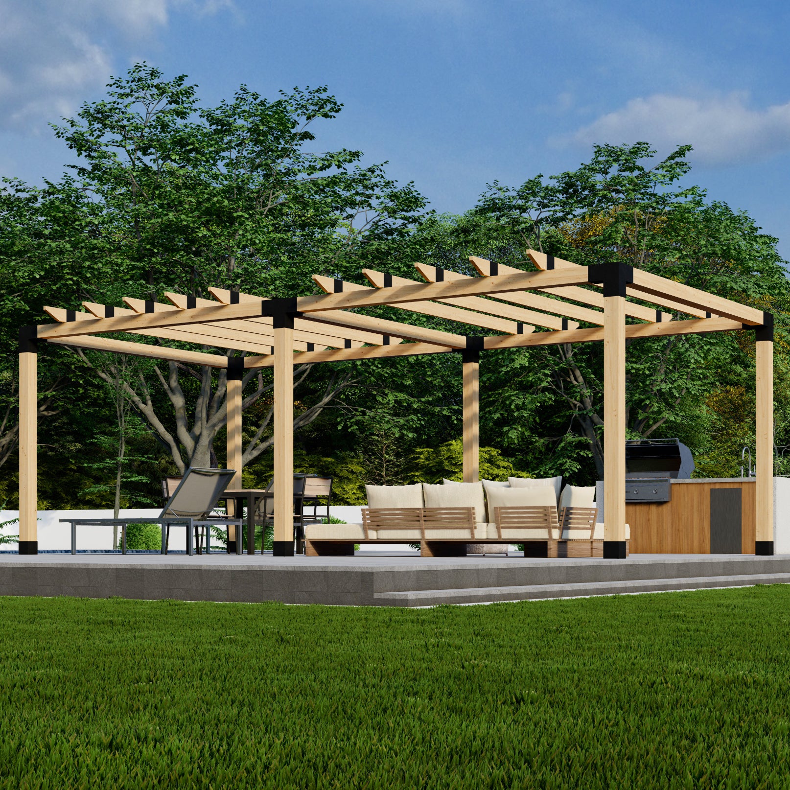 FreeStanding Pergola Kit for 6x6 Wood Posts (Any Size Up to 24' x 12