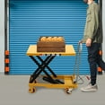 thumbnail image 1 of Free Standing Rectangular Yellow Hydraulic Lift Table Cart 500 lbs Manual Single Scissor Lift Table 30.5", 1 of 20