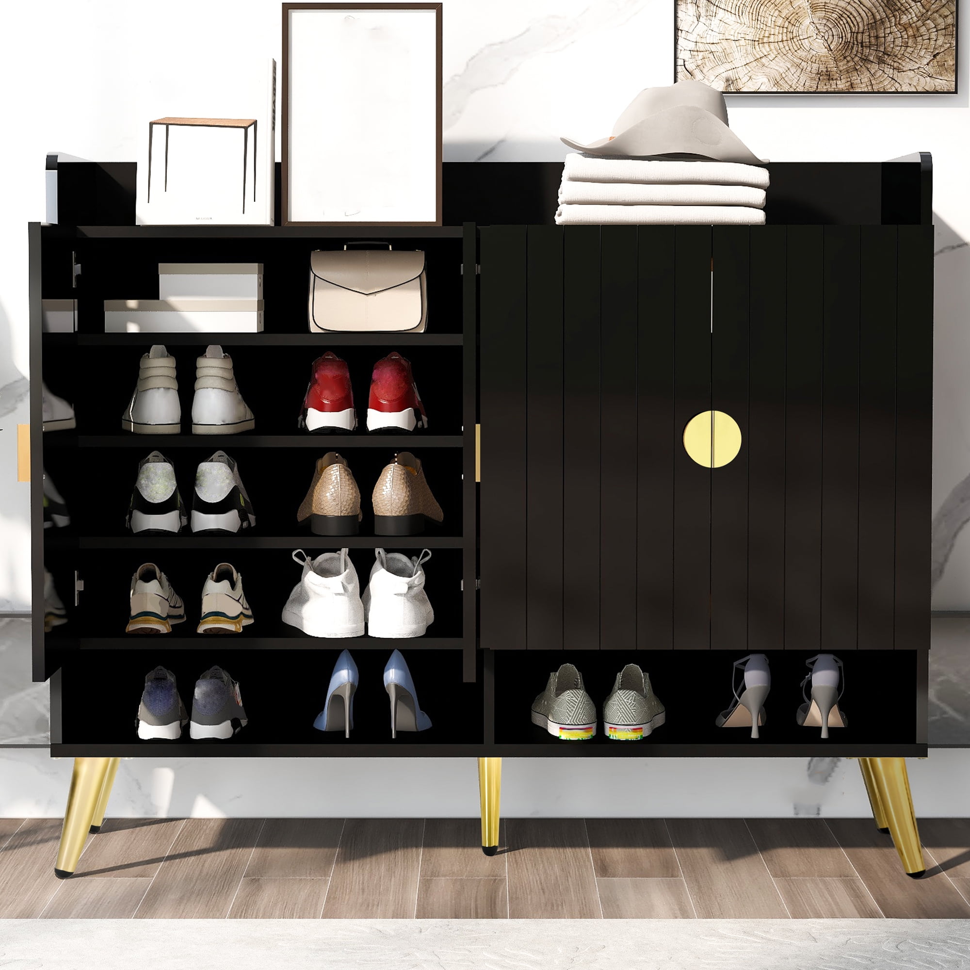 Free Standing Shoe For Entryway,5 Tier Shoe Storage