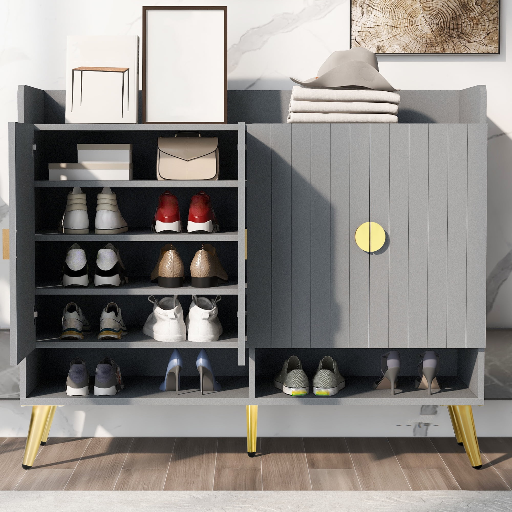 Free Standing Shoe For Entryway,5 Tier Shoe Storage