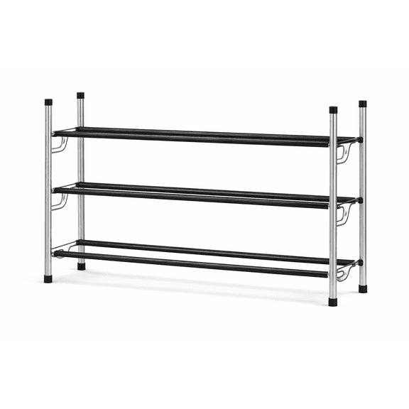 USTECH 3-Tier Free Standing Shoe Rack | Sturdy Black Shoe Organizer for Closet & Entryway