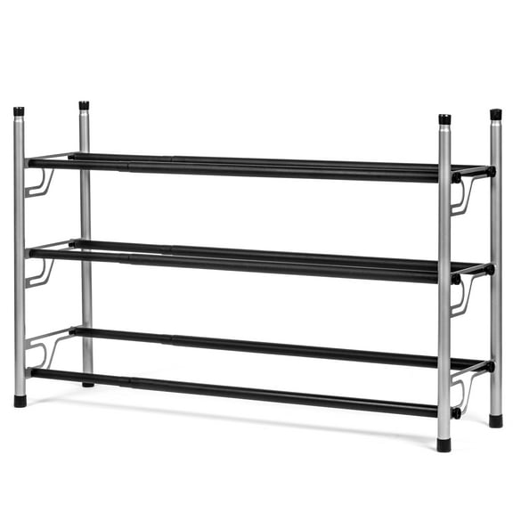 Free Standing Shoe Rack for Entryway, Easy To Assemble Sturdy 3-Tier Shoe Storage Shelf, Black Shoe Rack for Closet & Front Door Entrance, Perfect Shoe Storage Organizer for Shoes Rack