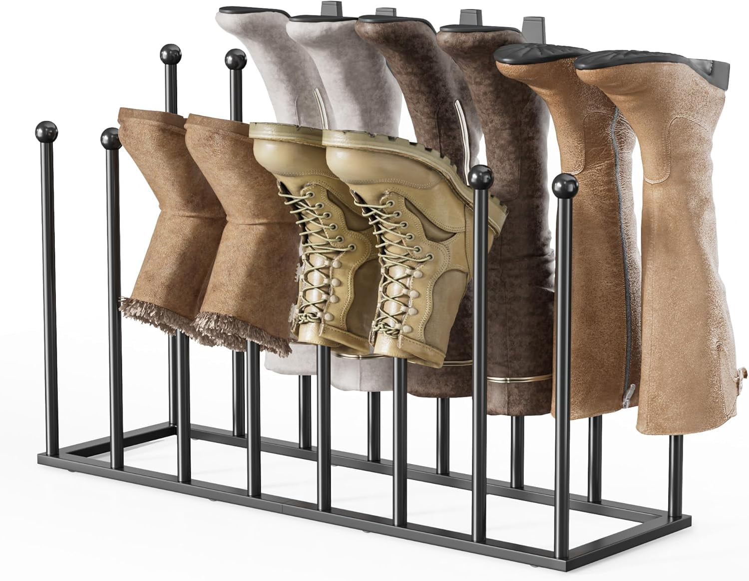 Free Standing Shoe Racks - 19.5 Inch Black Metal Boot Rack Organizer ...