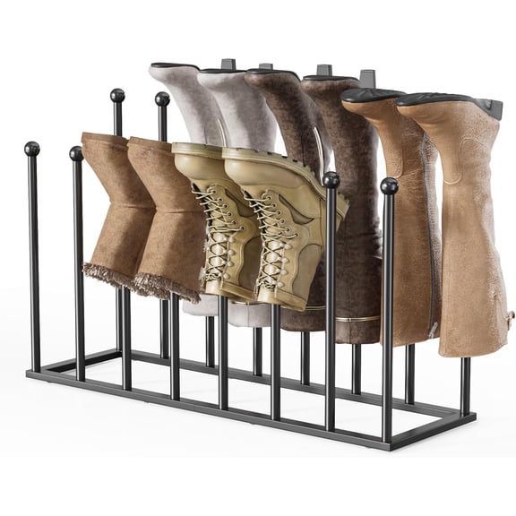 Free Standing Shoe Racks - 19.5 Inch Black Metal Boot Rack Organizer Tall Boots for Dorm Room, Closet, Entryway, Bedroom, Patio Outdoor, Hallway, Black, Shoe Storage Fit for 8 Pairs