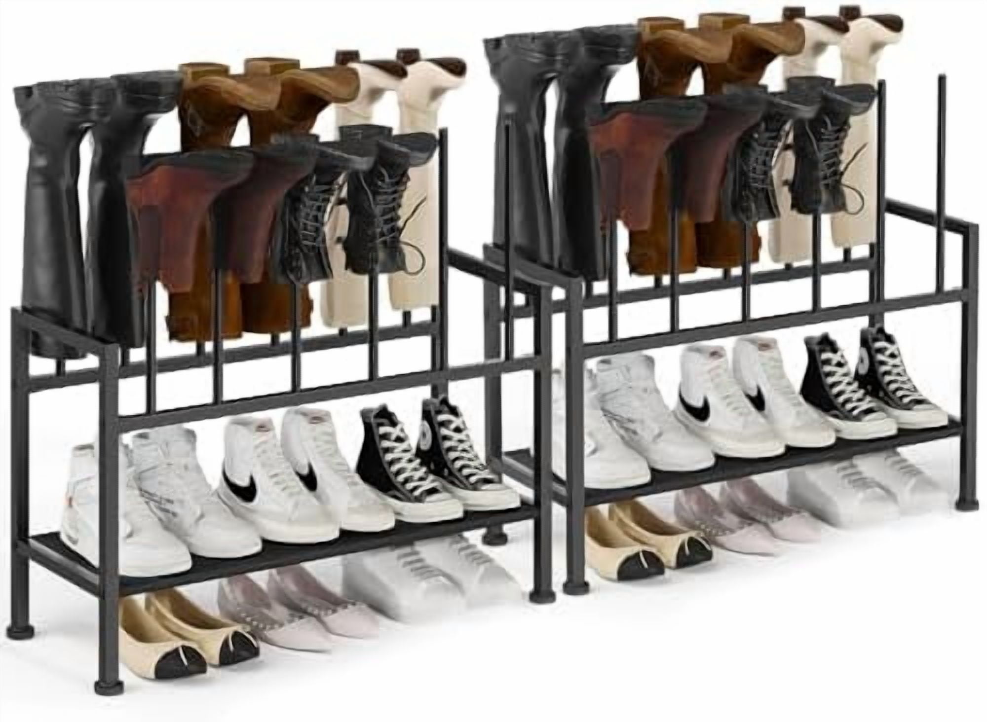 Free Standing Shoe Racks - 3-Tier Boot Rack, Black Metal Boot Storage ...
