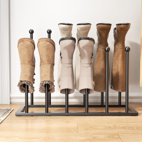 Free Standing Shoe Racks - Black Metal Boot Rack Organizer Tall Boots for Dorm Room, Closet, Entryway, Bedroom, Patio Outdoor, Hallway, Black, Shoe Storage Fit for 8 Pairs