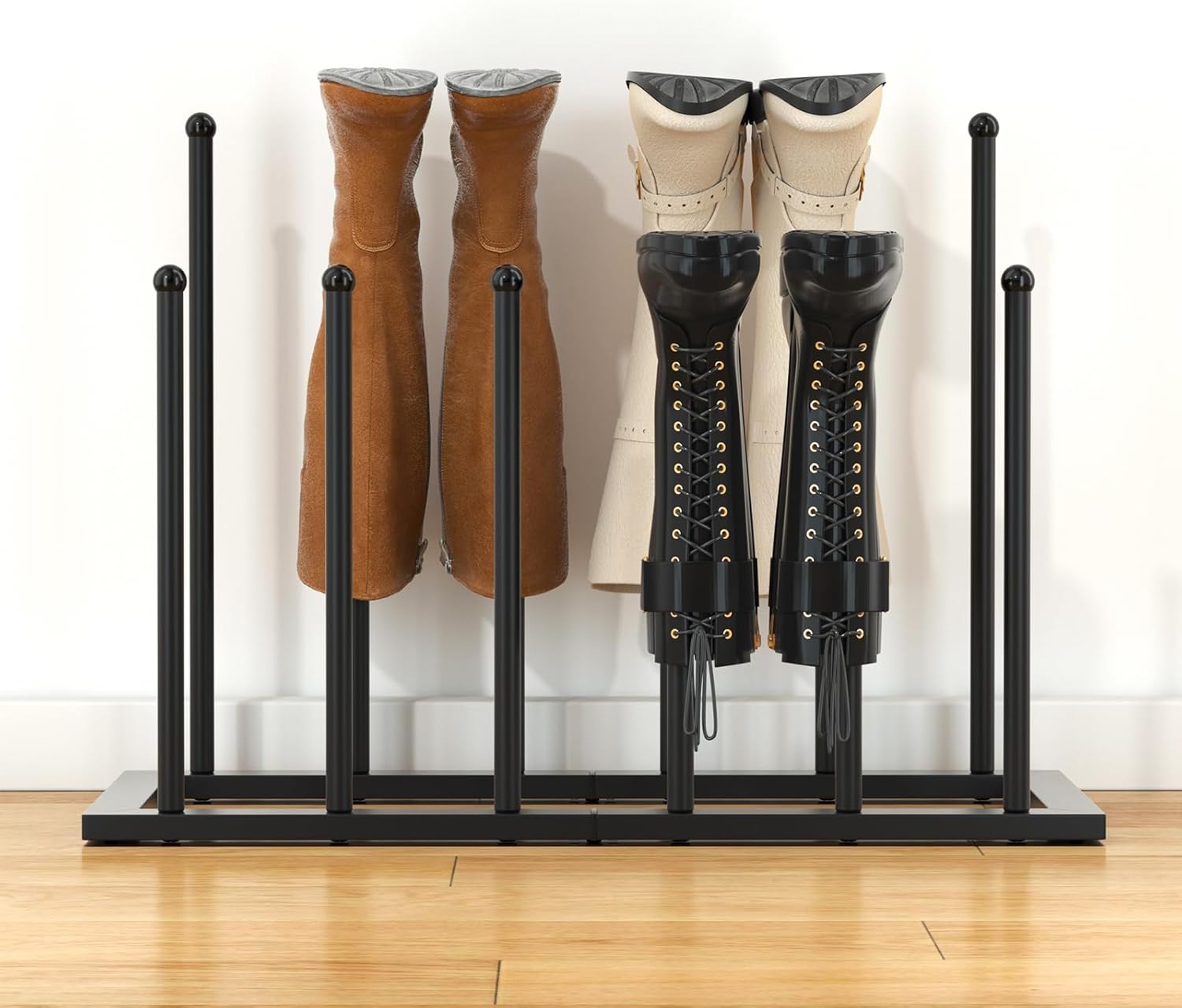 Free Standing Shoe Racks, Boot Organizer for Tall Boots, Black Metal ...