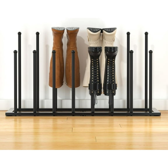 Free Standing Shoe Racks, Boot Organizer for Tall Boots, Black Metal Boot Rack Fit for 8 Pairs, Shoe Organizer for Dorm Room, Closet, Entryway (Black-8pairs)