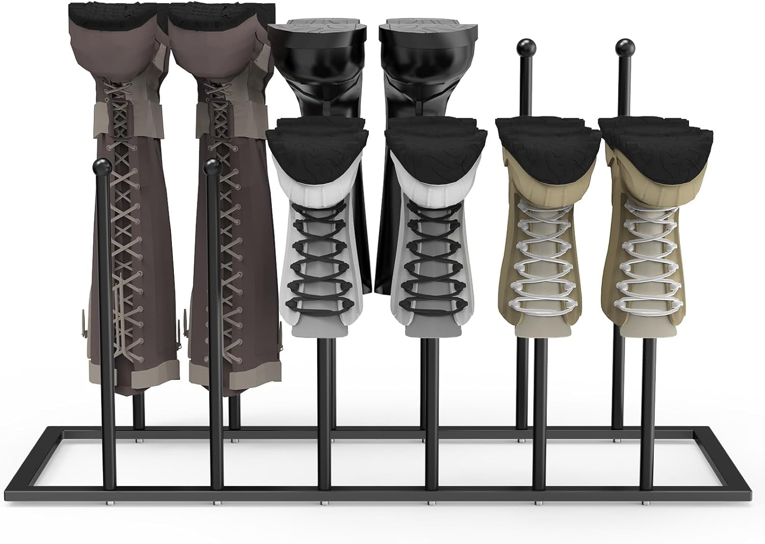 Free Standing Shoe Racks -Metal Boot Rack for Tall Boots Storage 6 ...