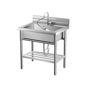 Free Standing Stainless-Steel Sink Outdoor Kitchen Commercial Utility Sink Single Bowl Kitchen Sink,Portable Laundry Sink With Hot and Cold Water for Restaurant Indoor&Outdoor 20 * 20 * 31.5inch