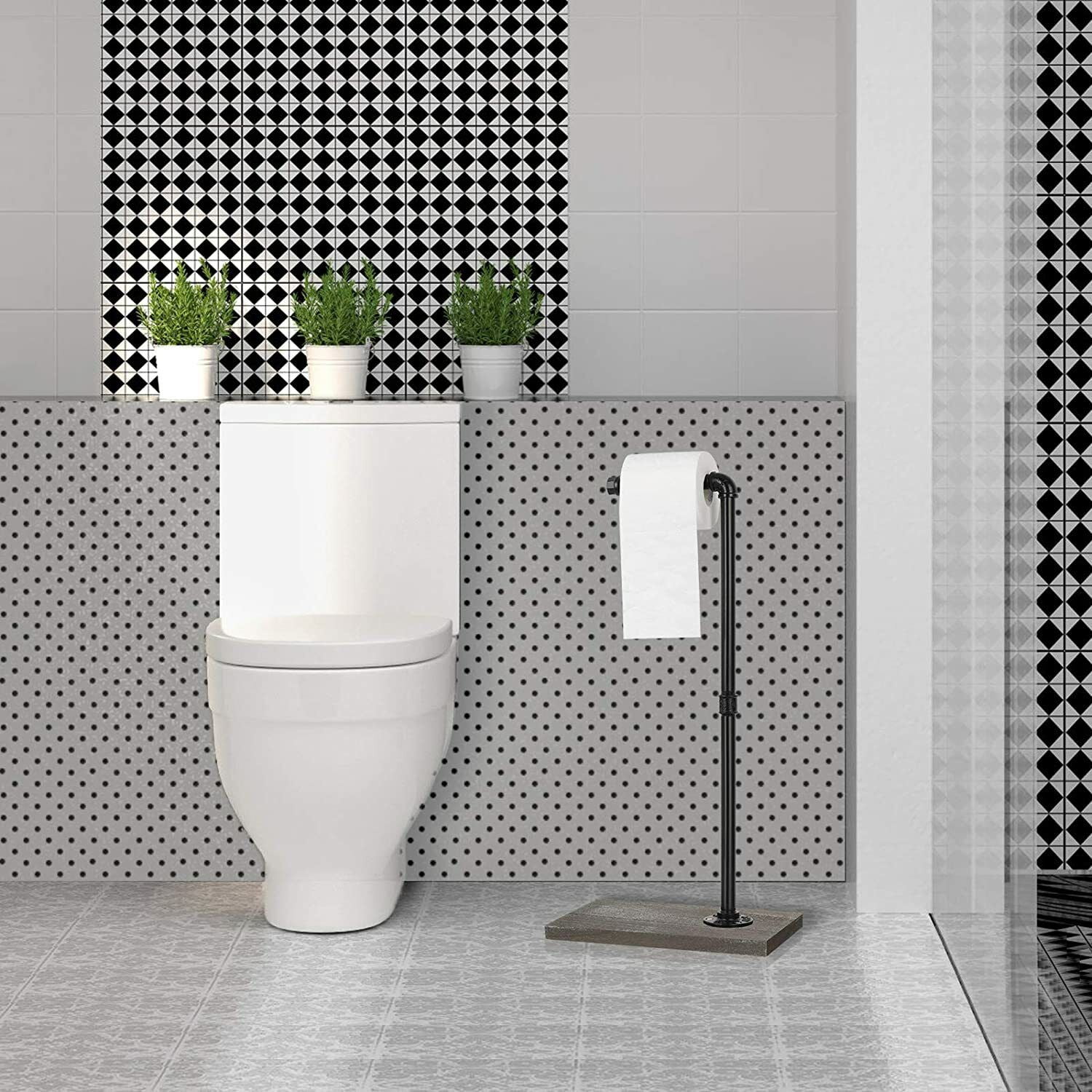 Free Standing Toilet Paper Holder Stand Bathroom Tissue Storage ...