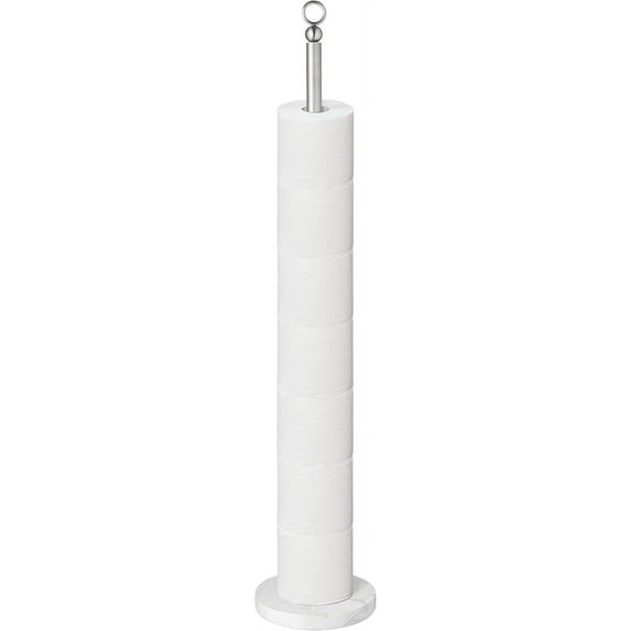 Free Standing Toilet Paper Holder Stand with Reserve, Heavy Weighted Marble Base Design, Bathroom Stands Tissue Rolls Holder, 304 Stainless Steel Brushed Nickel