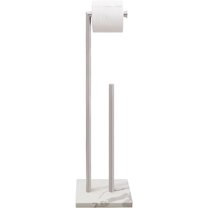 Free Standing Toilet Paper Holder Stand with Reserve, Heavy Weighted Marble Base Design, Bathroom Stands Tissue Rolls Holder, 304 Stainless Steel Brushed Nickel
