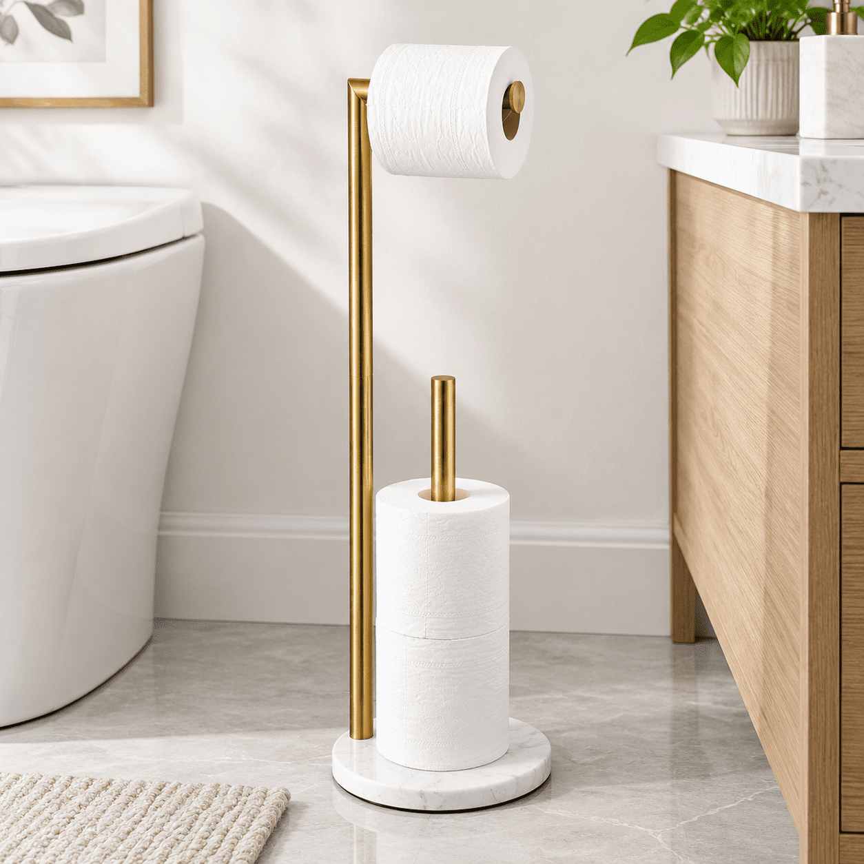 Free Standing Toilet Paper Holder With Marble Base Brushed - Walmart.com