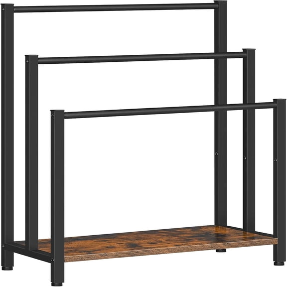 Free Standing Towel Rack, 3 Tier Blanket Rack, Blanket Holder for Bathroom, 23.6" L x 11" W x 31.9" H, Industrial Metal Drying and Display Rack with Shelf