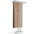 thumbnail image 1 of Free Standing Towel Rack 3X Thicker Round Marble Base for Bathroom Floor, Double T-Shape Towel Rack Stand with 100% Natural Mable Base, 18/8 Stainless Steel, Brushed Finish, BTH237B-2, 1 of 9