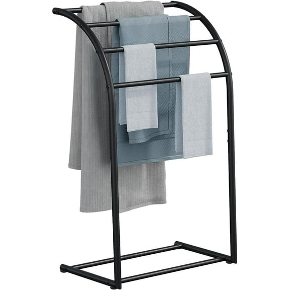Free Standing Towel Rack, 4 Tier Towel Racks for Bathroom, Pool Towel Rack Outdoor, Metal Blanket Rack, Blanket Display and Towel Drying Rack