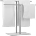 thumbnail image 1 of Free Standing Towel Rack for Bathroom - Brushed Nickel Finish - Stand Alone 2 Tier Stainless Steel Towel Rack for Bathroom Floor with Heavy Marble Base, Double T Shape Drying Stand for Towels, 1 of 4